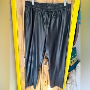 NWT- Ann Taylor Black Faux Leather Trousers
with elastic waist .